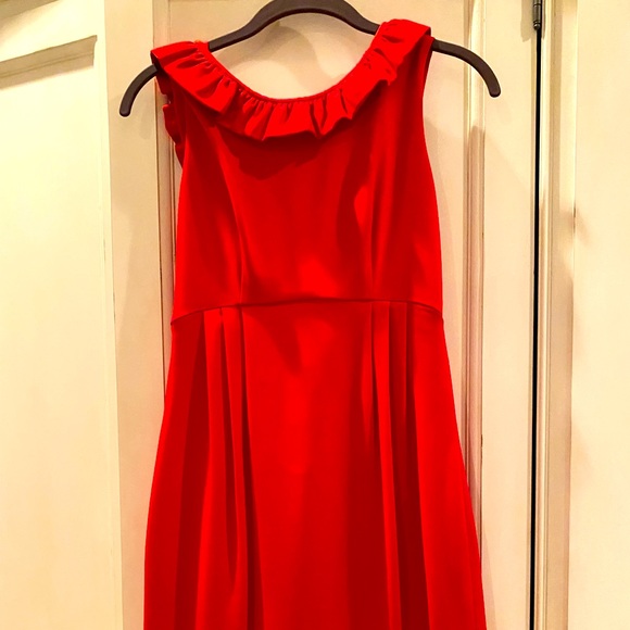 Camille Beth Red GoGo Mini Dress with Ruffle Detail and Button Back - Picture 8 of 11